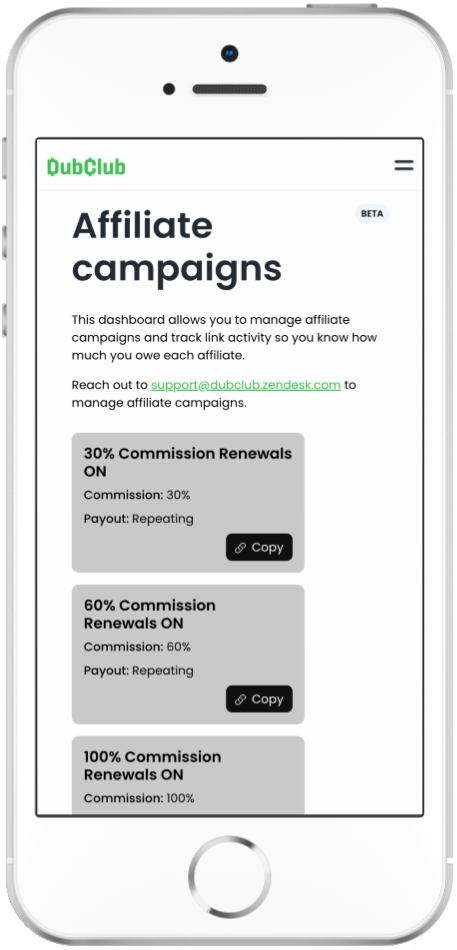 Manage affiliates