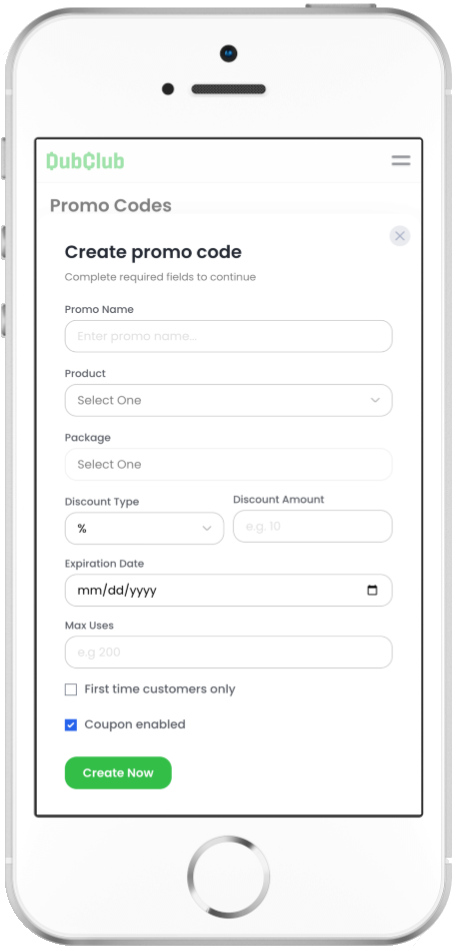 Create promo codes